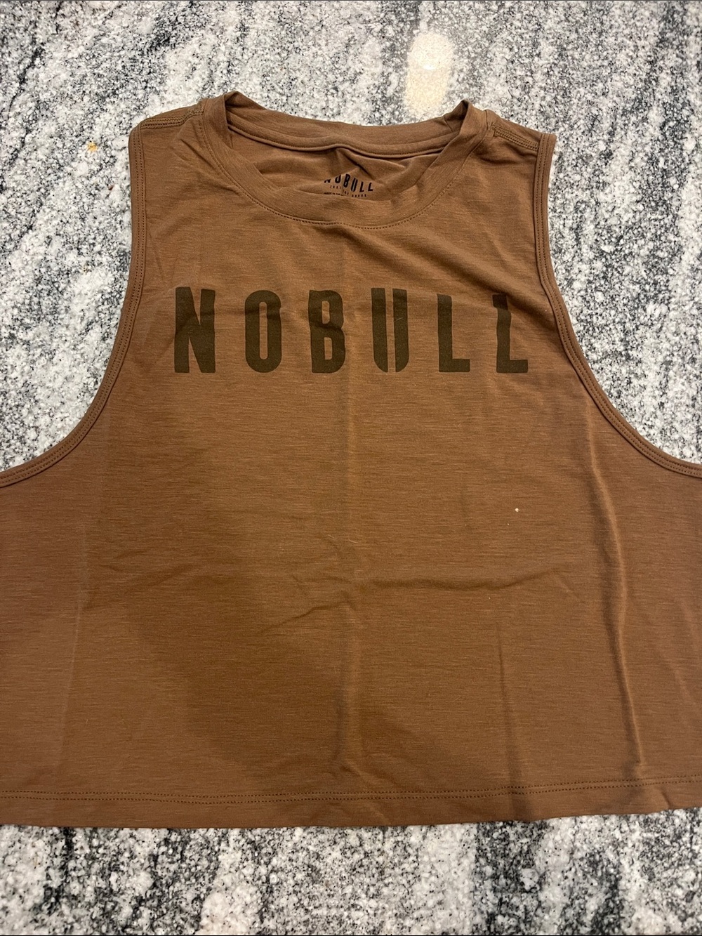 NOBULL Brown Cropped Muscle Tank with Logo